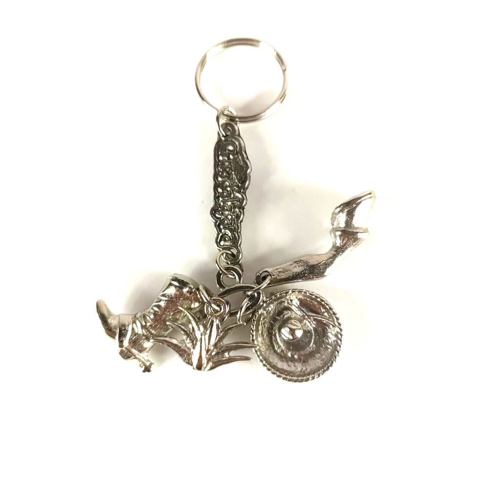 Guadalajara Mexico Keychain Silver Tone Boot Hat Cactus Horse Hoof - Picture 2 of 6